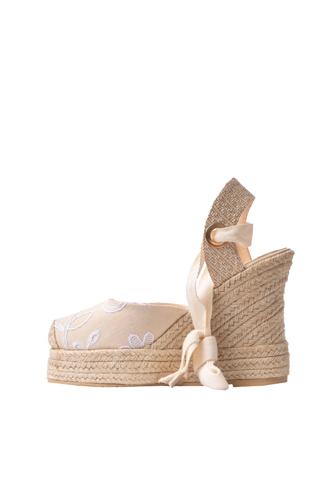 Espadriles Bordadas beige -  para mujer en yute - TROBBIANI Colombia