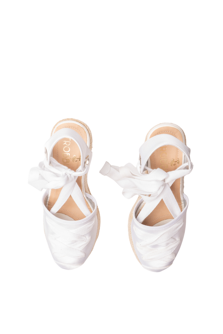 Espadrilles con cintas Saravena 2 blanco para mujer en yute - TROBBIANI Colombia