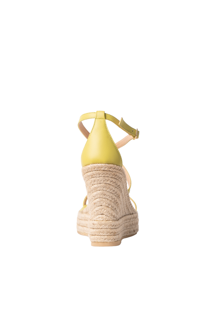 Plataformas en cuero verde limón -  para mujer en yute - TROBBIANI Colombia