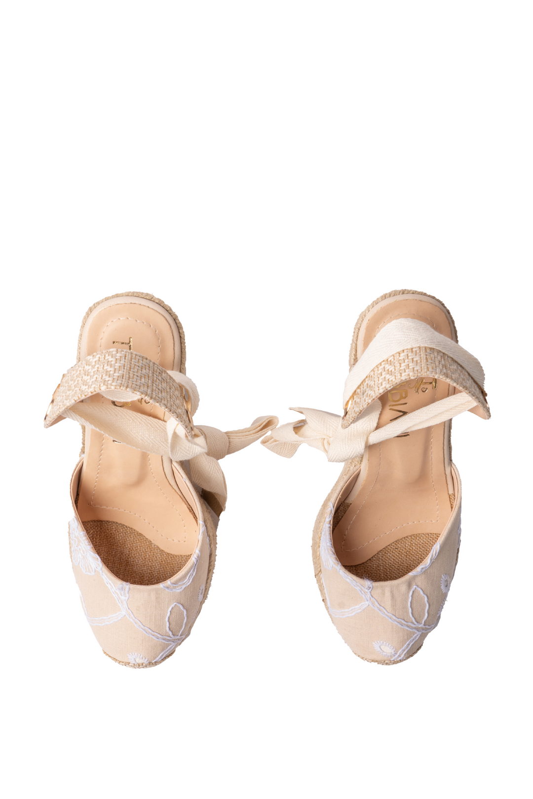Espadriles Bordadas beige -  para mujer en yute - TROBBIANI Colombia