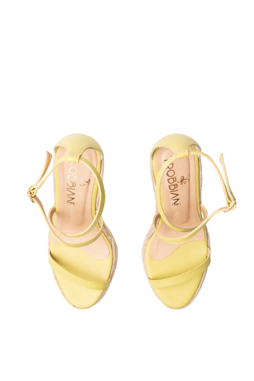 Plataformas en cuero verde limón -  para mujer en yute - TROBBIANI Colombia