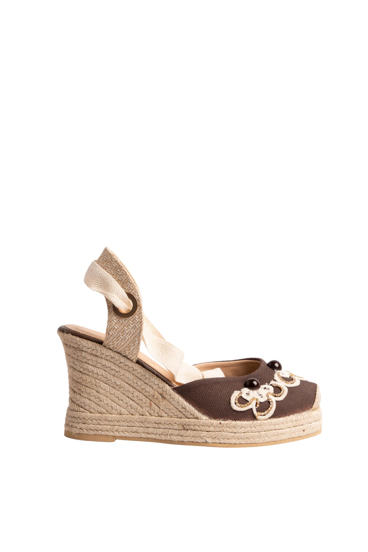 Espadrile marrón recamado  -  para mujer - TROBBIANI Colombia