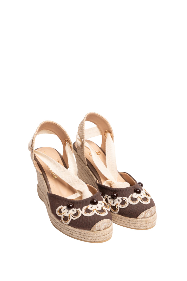 Espadrile marrón recamado  -  para mujer - TROBBIANI Colombia