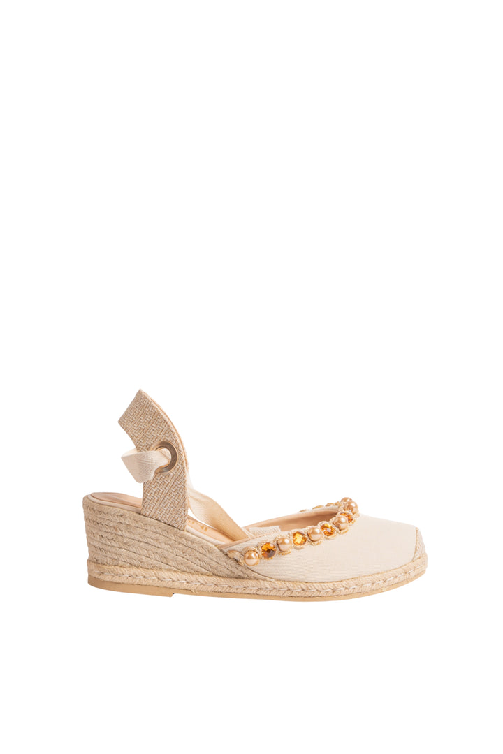 Espadrile recamado beige -  para mujer - TROBBIANI Colombia