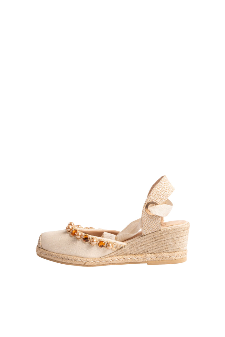 Espadrile recamado beige -  para mujer - TROBBIANI Colombia