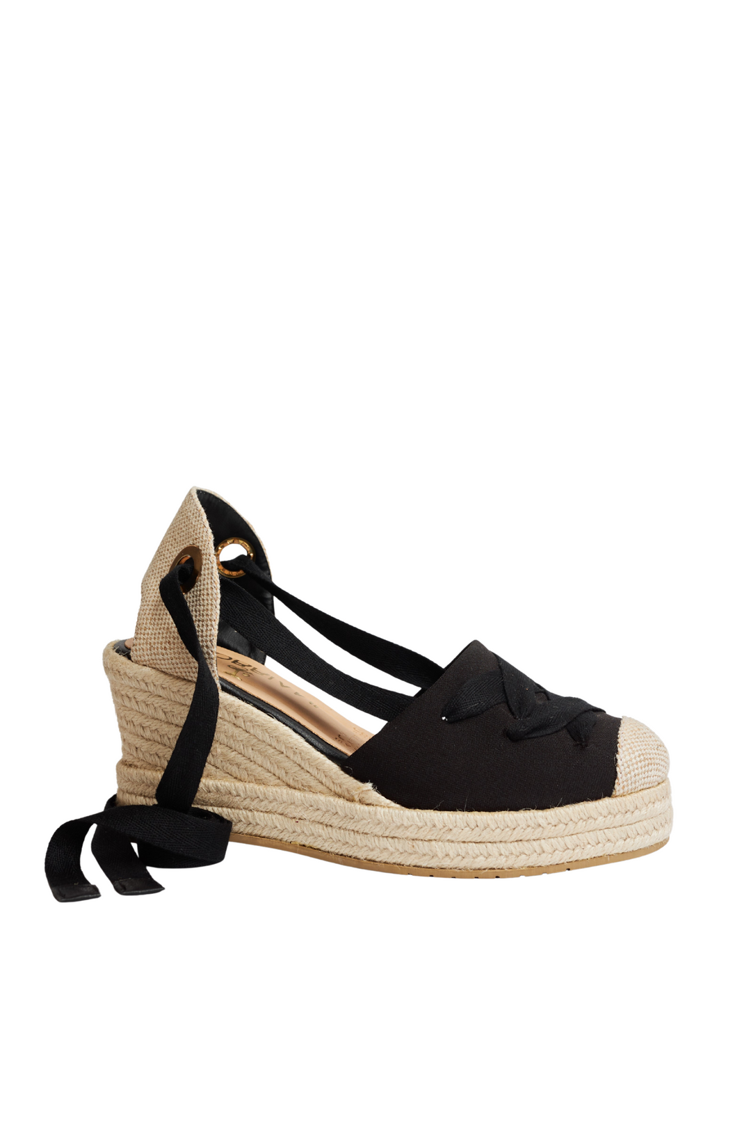 Espadrilles con cinta Saravena negro para mujer en yute - TROBBIANI Colombia