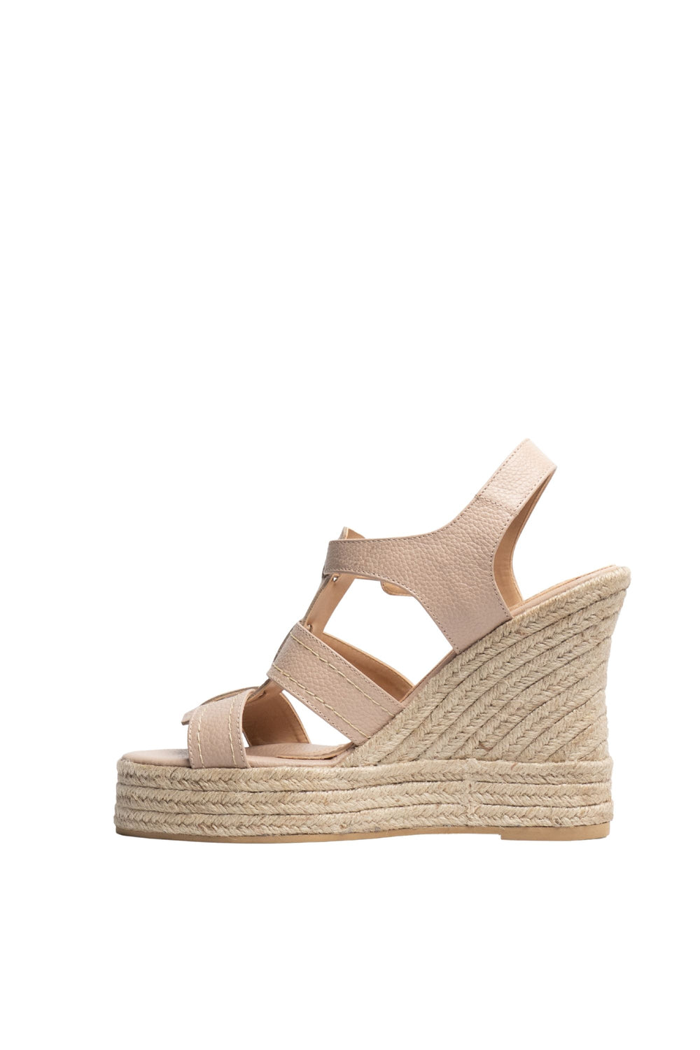 Plataformas en cuero - Aguadas taupe para mujer en yute - TROBBIANI Colombia
