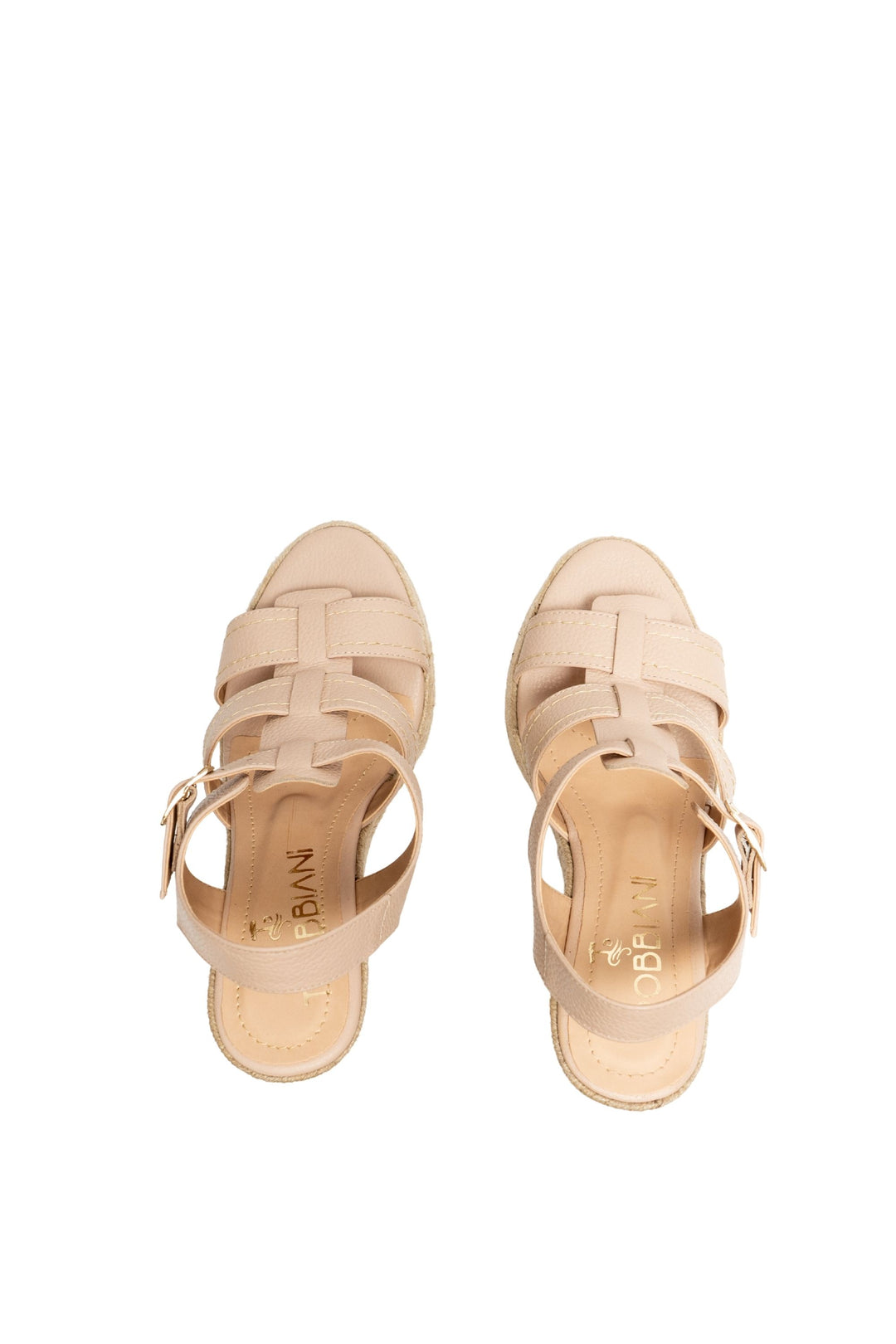 Plataformas en cuero - Aguadas taupe para mujer en yute - TROBBIANI Colombia