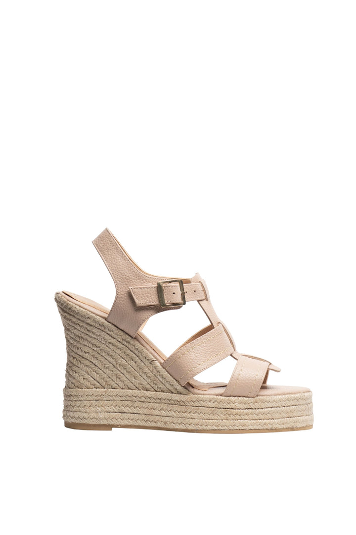 Plataformas en cuero - Aguadas taupe para mujer en yute - TROBBIANI Colombia