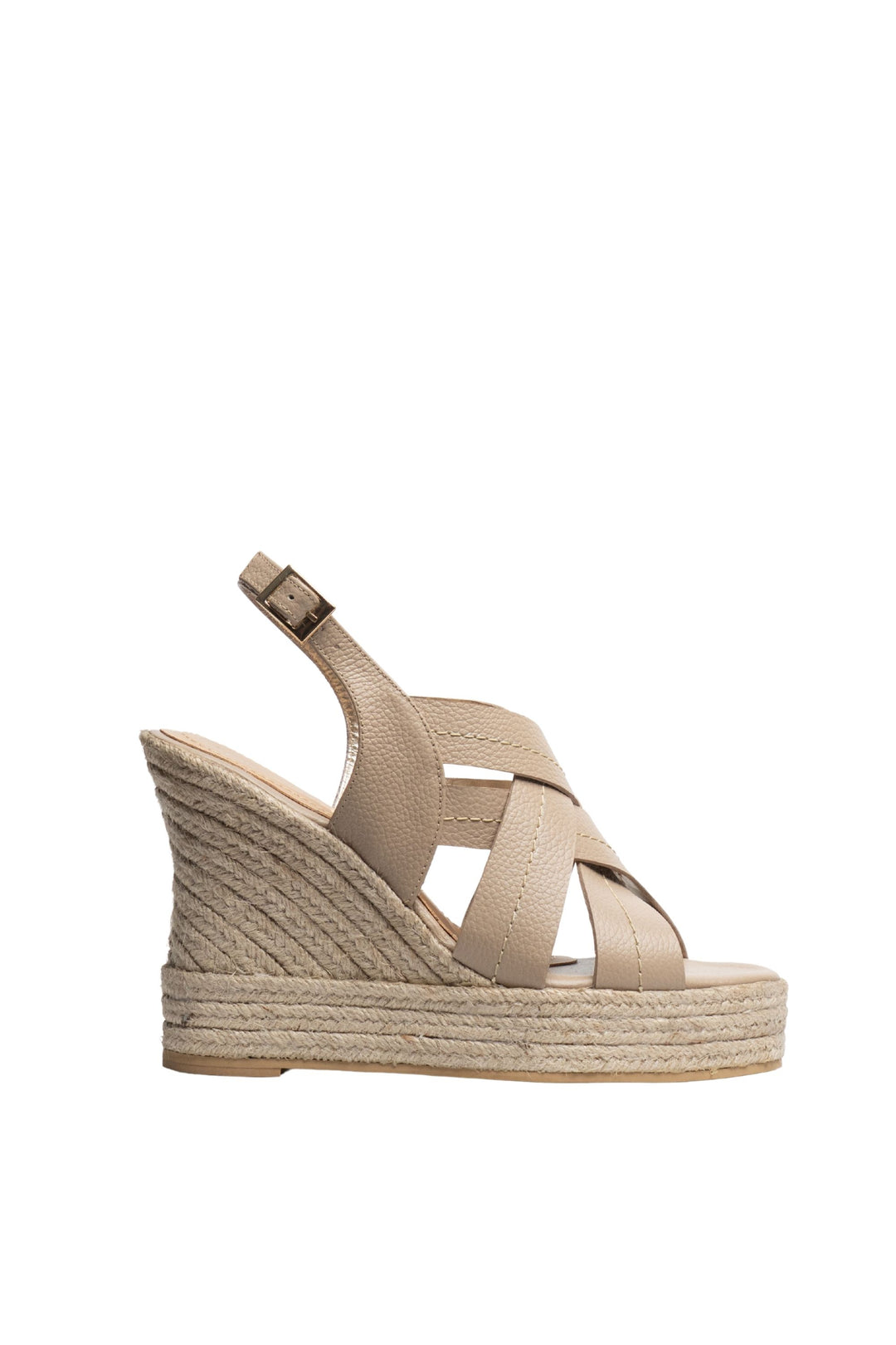 Plataformas en cuero - Buenavista taupe para mujer en yute - TROBBIANI Colombia
