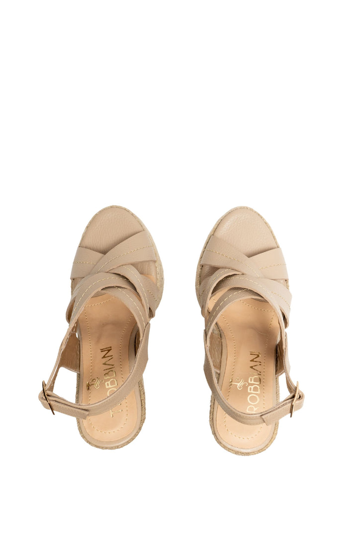 Plataformas en cuero - Buenavista taupe para mujer en yute - TROBBIANI Colombia