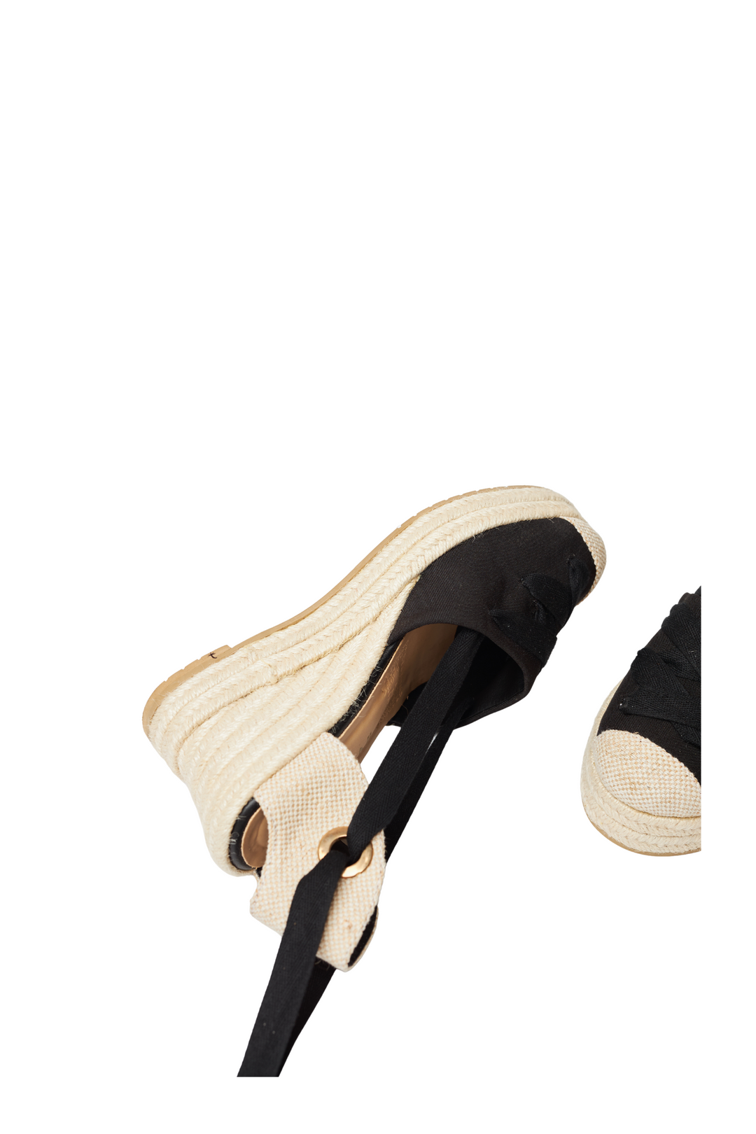 Espadrilles con cinta Saravena negro para mujer en yute - TROBBIANI Colombia