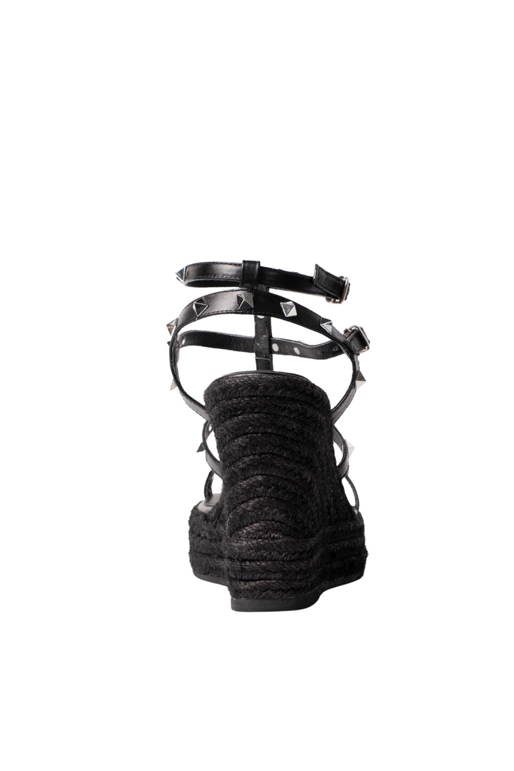 Plataformas en cuero Paipa negro para mujer en yute negro - TROBBIANI Colombia