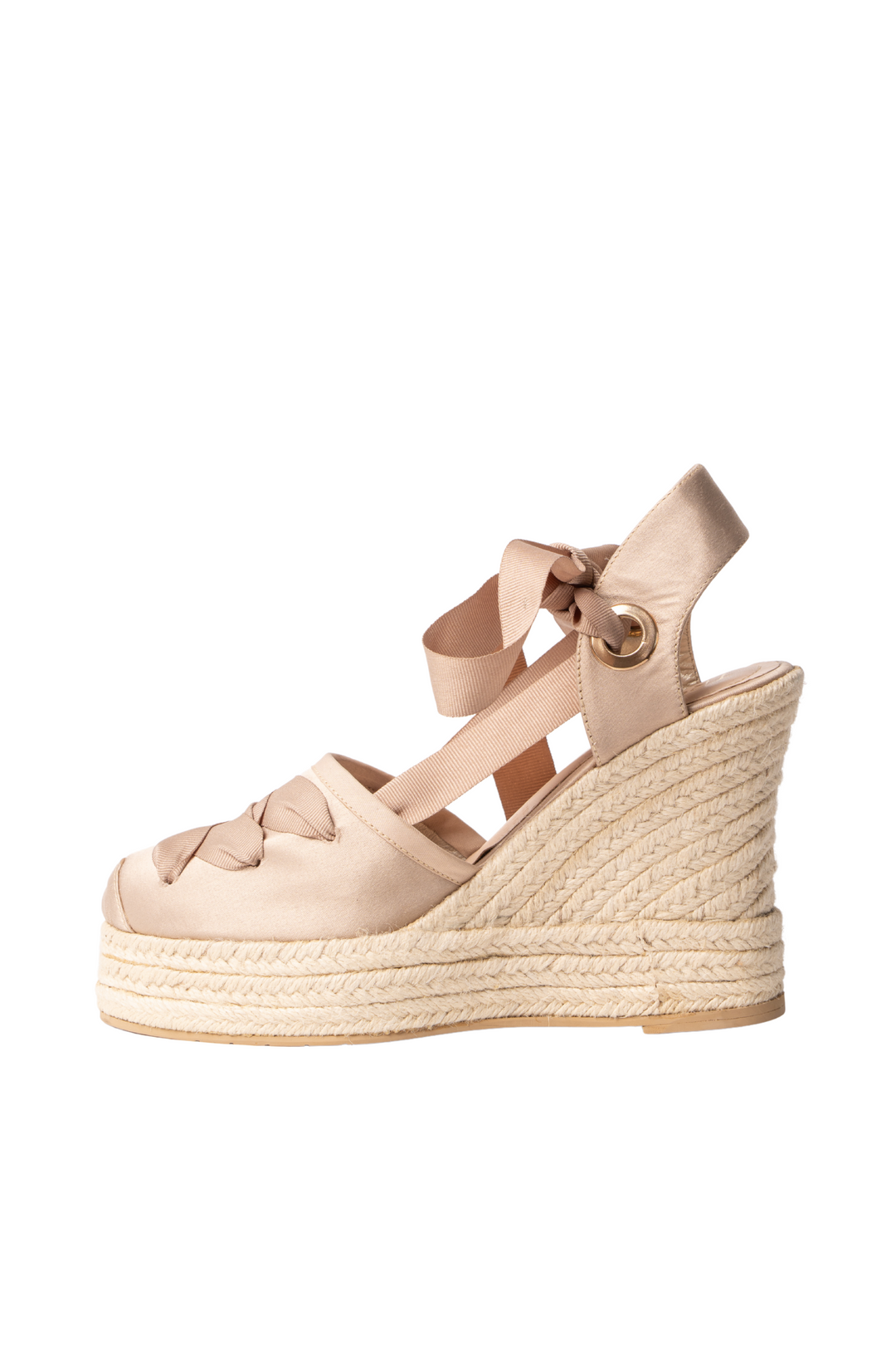 Espadrilles con cintas Saravena 2 champagne para mujer en yute - TROBBIANI Colombia
