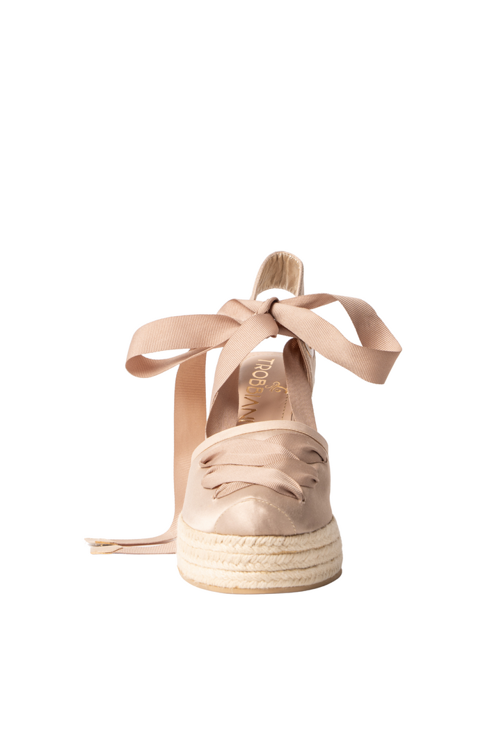 Espadrilles con cintas Saravena 2 champagne para mujer en yute - TROBBIANI Colombia
